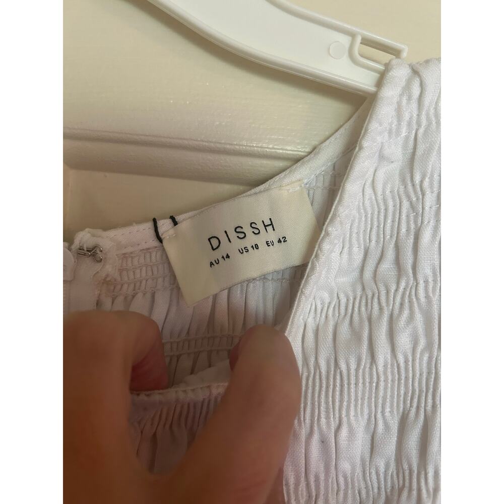 Linen midi sundress in white fully lined. Brand Dissh sz 10 women’s. - Picture 3 of 11